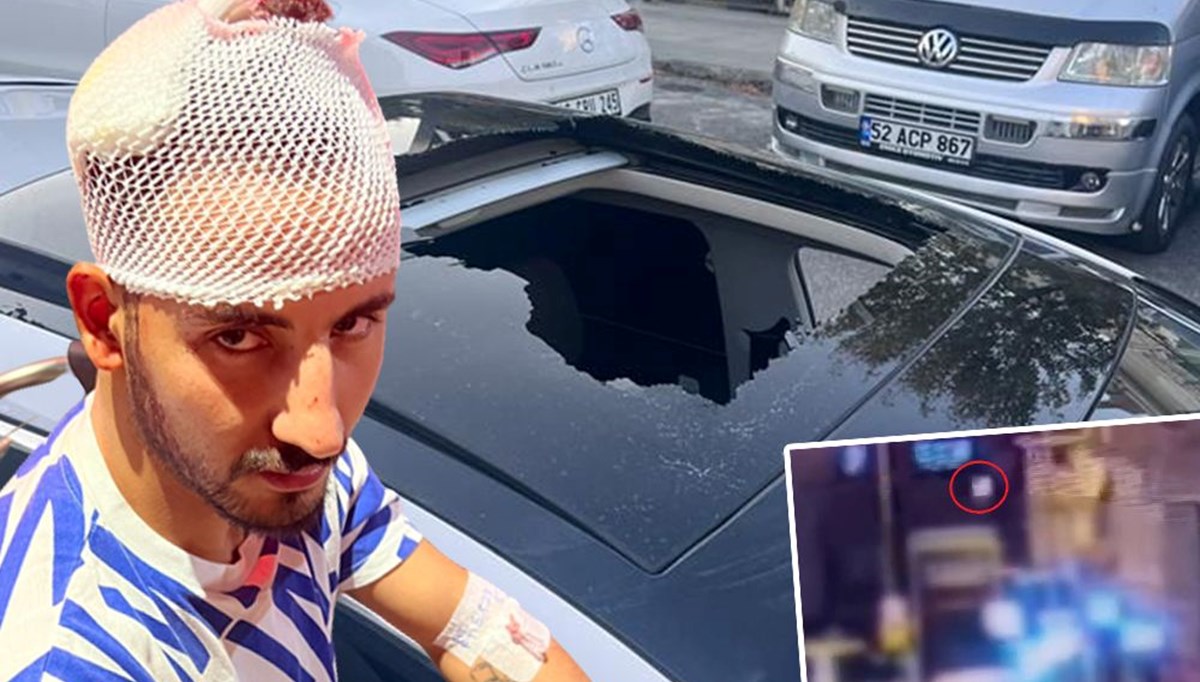 İstanbul’da akılalmaz olay: Alev alan tüpü balkondan attılar, aracın cam tavanını kırıp sürücünün kafasına düştü