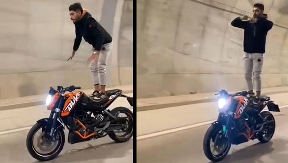 Çamlıca Tüneli'nde motosiklette akrobatik hareketler yapan sürücüye ceza