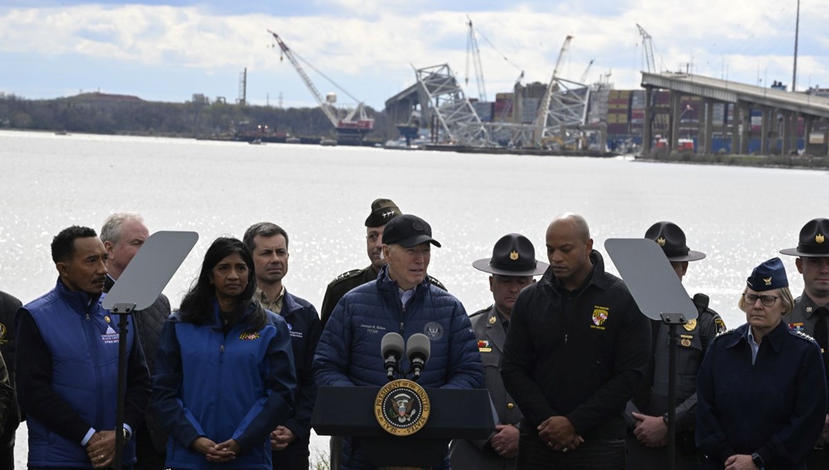 ABD Başkanı Biden'dan geminin çarpması sonucu çöken köprüye ziyaret