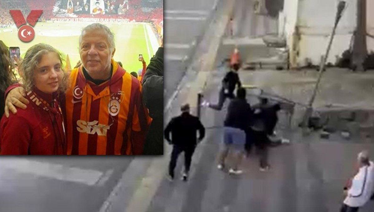 Kadıköy'de Galatasaraylı baba ve kıza saldırı anı