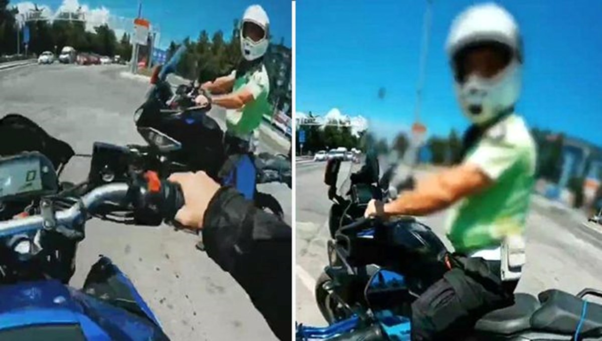 Samsun'da hız yapan motosikletli genci trafik polisi böyle uyardı