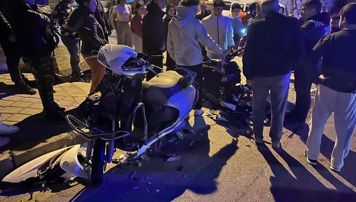 Kuşadası'nda iki motosiklet kafa kafaya çarpıştı