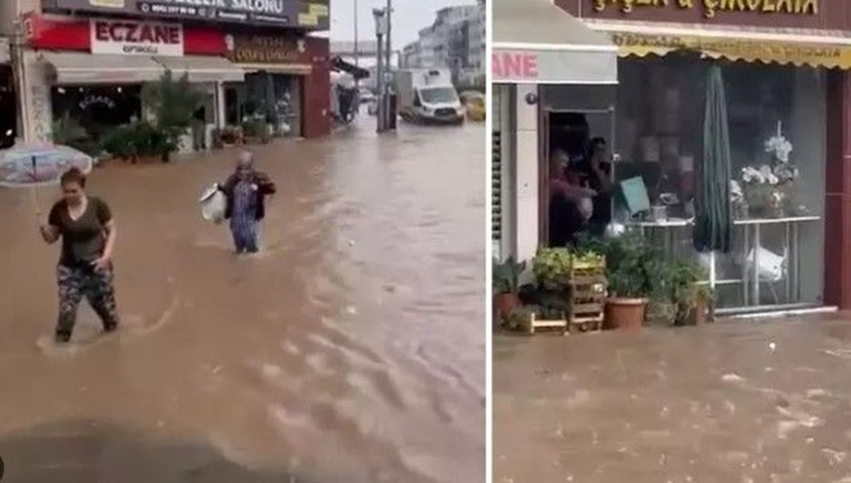 İzmir'de şiddetli yağış: Yollar göle döndü