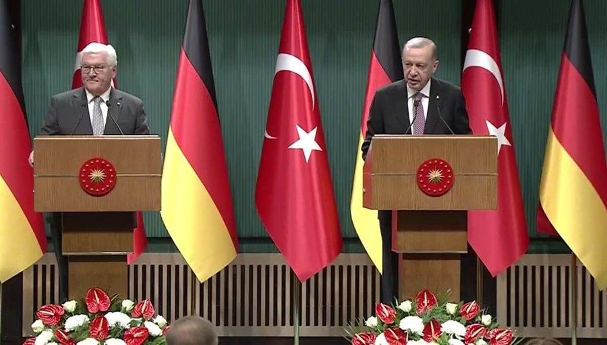 Cumhurbaşkanı Erdoğan, Alman mevkidaşı ile ortak açıklama yapıyor