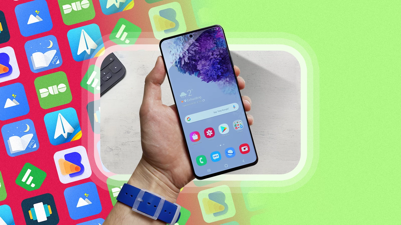 A Hand Holding A Phone And Several Apps In The Background Tekbilgin